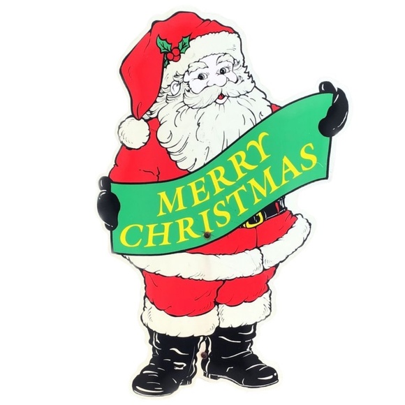Vintage Outdoor Santa Merry Christmas Stake Sign - Picture 3 of 3